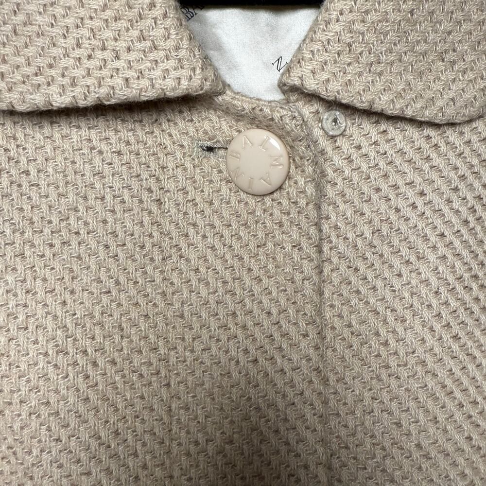 Balmain Paris 100% Cashmere Woven Coat Beige size 4/6 - Picture 8 of 14
